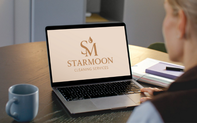 Laptop showcasing Starmoon Cleaning Services